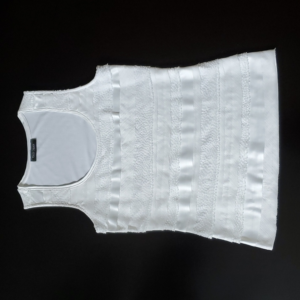 WHBM Cream Tiered Sleeveless Top Size XS